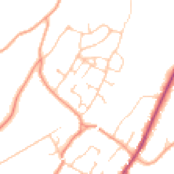 Daytime road noise heatmap for GU27 1BF
