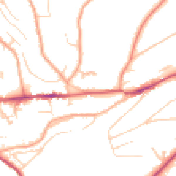Daytime road noise heatmap for GU27 1BG