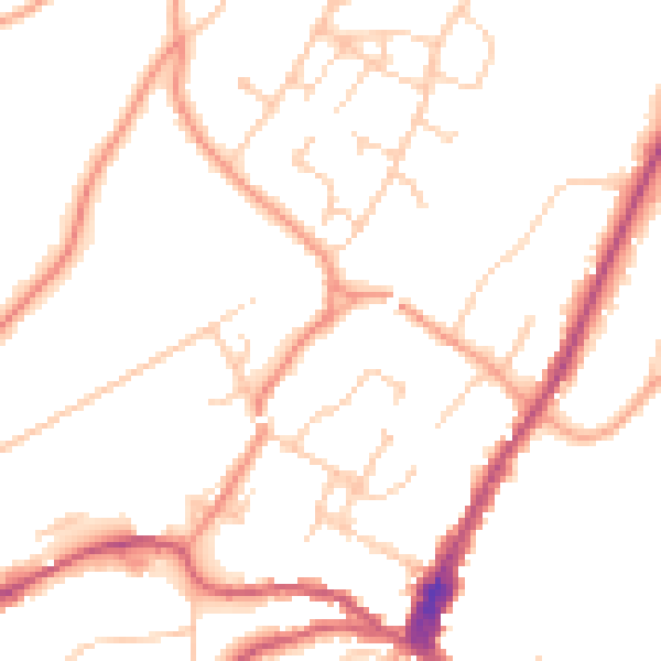 Daytime road noise heatmap for GU27 1BN