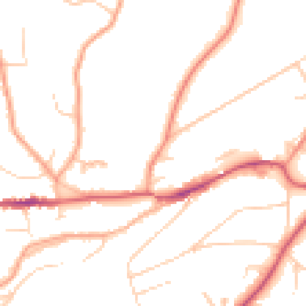 Daytime road noise heatmap for GU27 1BT