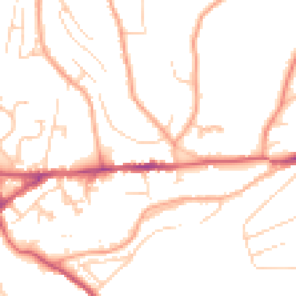 Daytime road noise heatmap for GU27 1DF