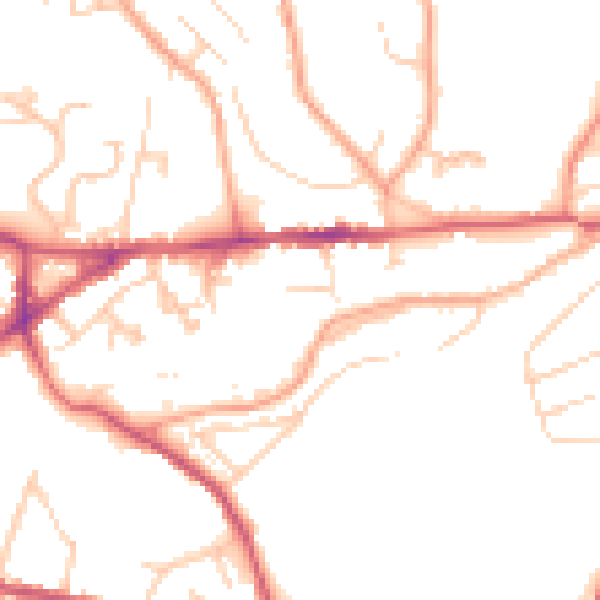 Daytime road noise heatmap for GU27 1DH