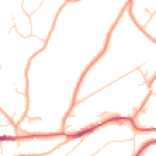 Daytime road noise heatmap for GU27 1DR