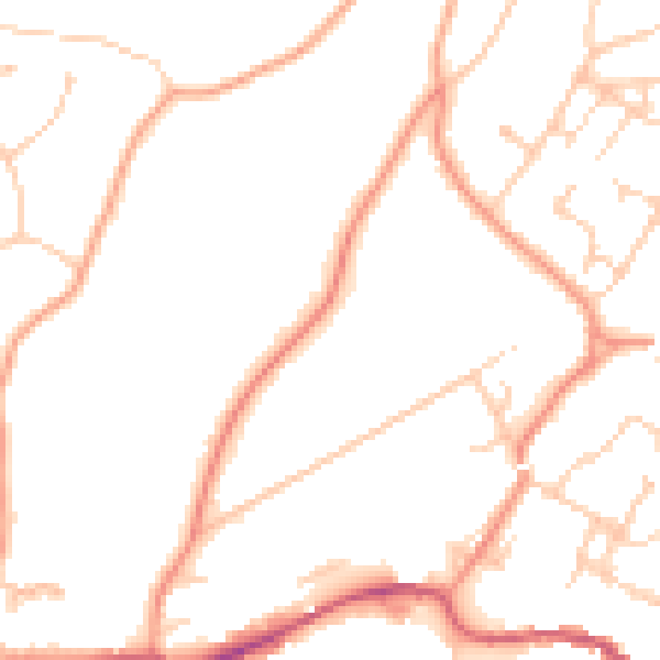 Daytime road noise heatmap for GU27 1DS
