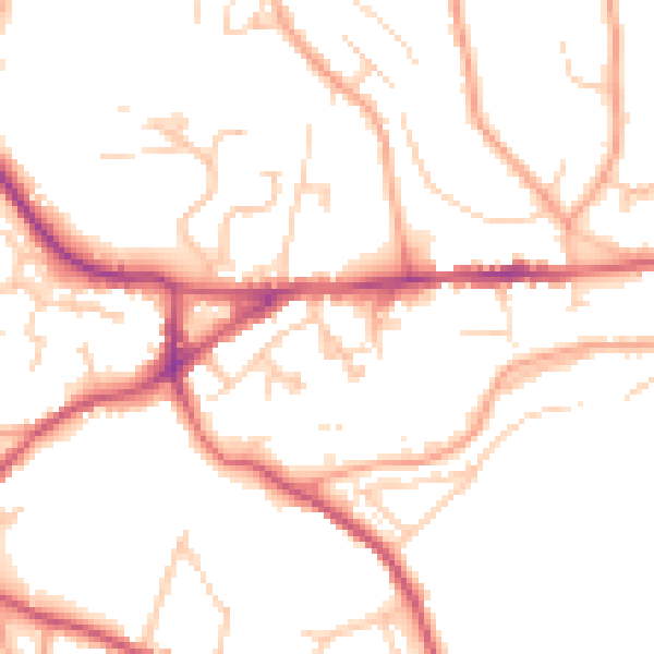 Daytime road noise heatmap for GU27 1LF