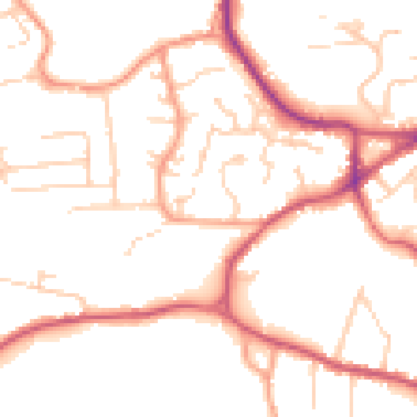 Daytime road noise heatmap for GU27 1PE