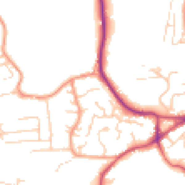 Daytime road noise heatmap for GU27 1PU