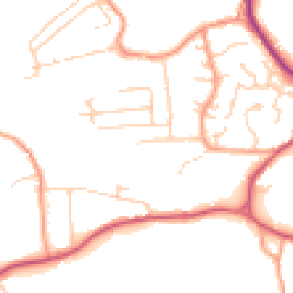 Daytime road noise heatmap for GU27 1PX