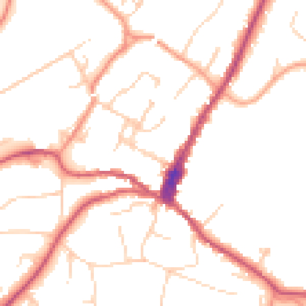 Daytime road noise heatmap for GU27 2AB