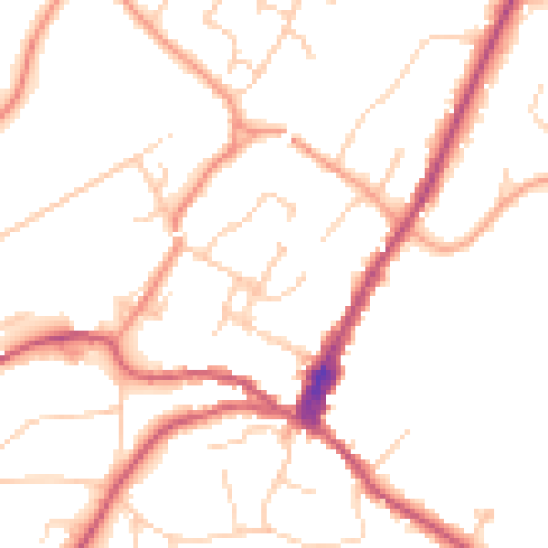 Daytime road noise heatmap for GU27 2AT