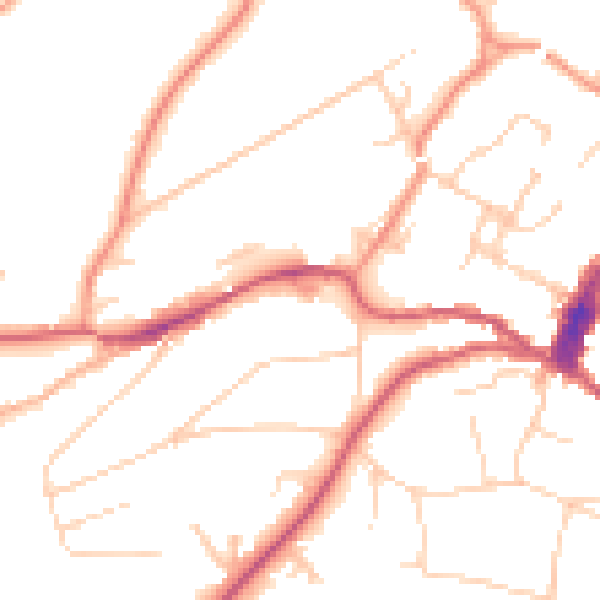 Daytime road noise heatmap for GU27 2BA