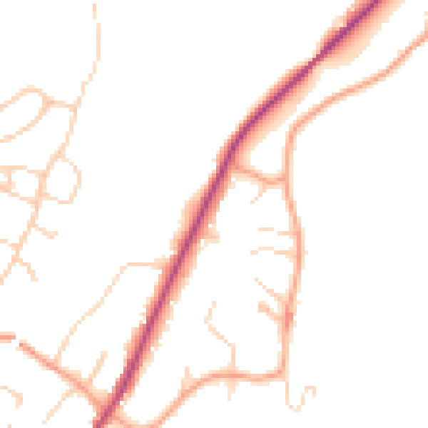 Daytime road noise heatmap for GU27 2BS