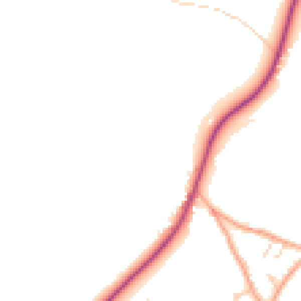 Daytime road noise heatmap for GU27 2DD