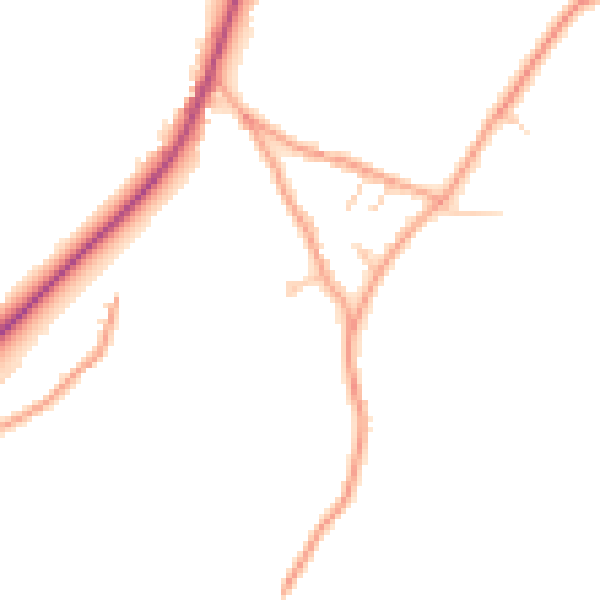 Daytime road noise heatmap for GU27 2EA