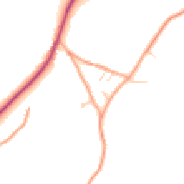 Daytime road noise heatmap for GU27 2EB