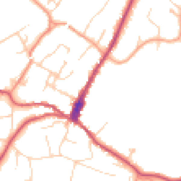 Daytime road noise heatmap for GU27 2LA
