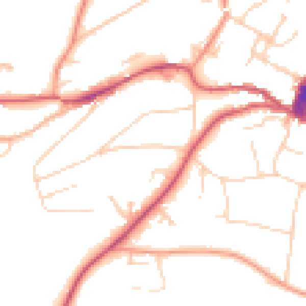 Daytime road noise heatmap for GU27 2NG