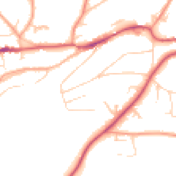 Daytime road noise heatmap for GU27 2PN