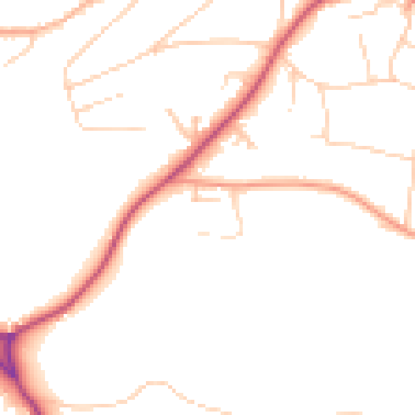 Daytime road noise heatmap for GU27 3AD