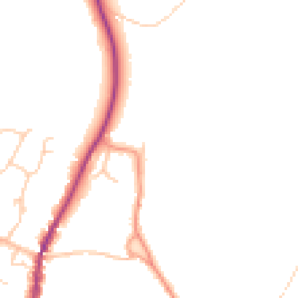 Daytime road noise heatmap for GU27 3DA