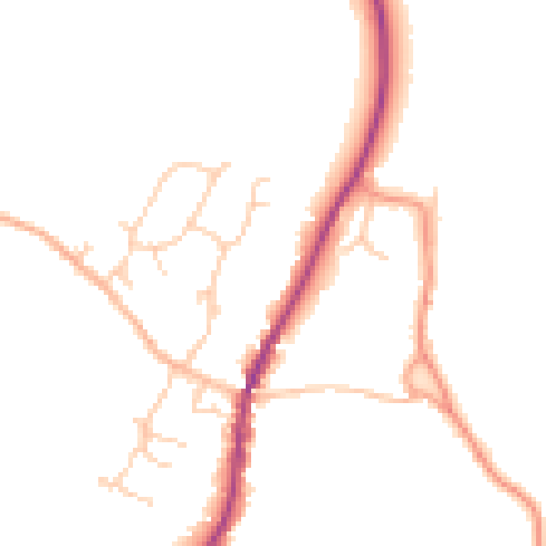 Daytime road noise heatmap for GU27 3EB