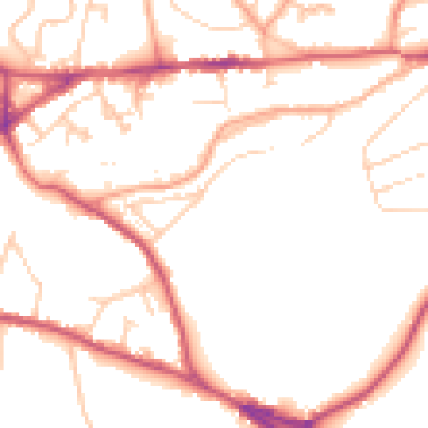 Daytime road noise heatmap for GU27 3FE