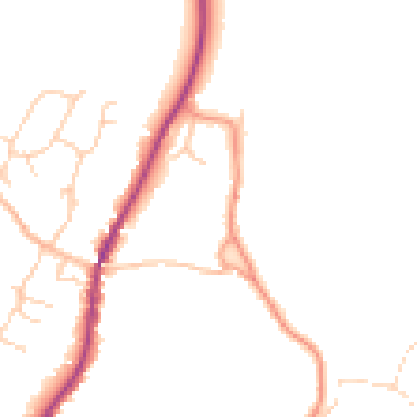 Daytime road noise heatmap for GU27 3JU