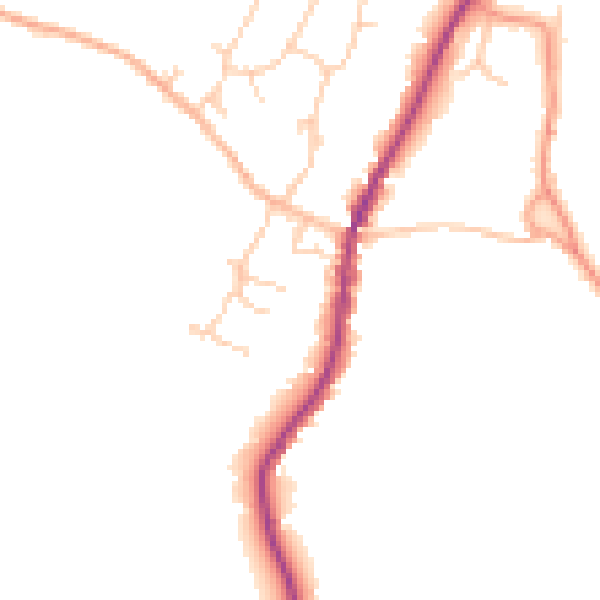 Daytime road noise heatmap for GU27 3JZ