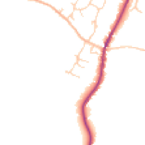 Daytime road noise heatmap for GU27 3LD