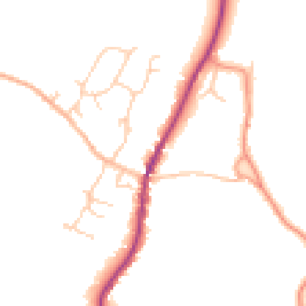 Daytime road noise heatmap for GU27 3NN