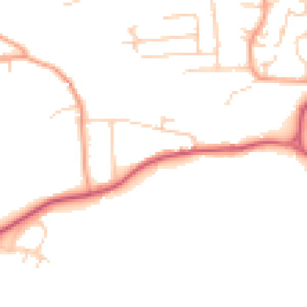 Daytime road noise heatmap for GU27 3QW