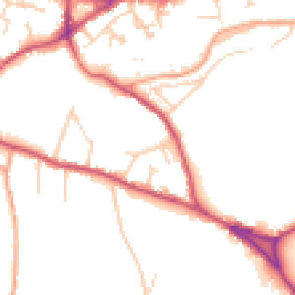 Daytime road noise heatmap for GU27 3SJ