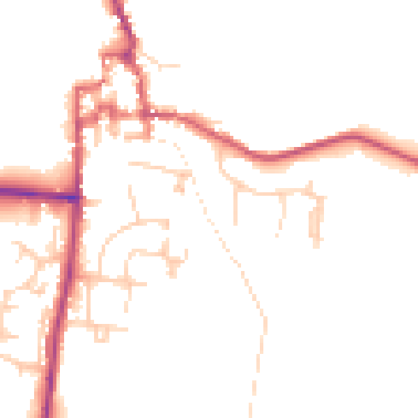 Daytime road noise heatmap for GU28 0BD