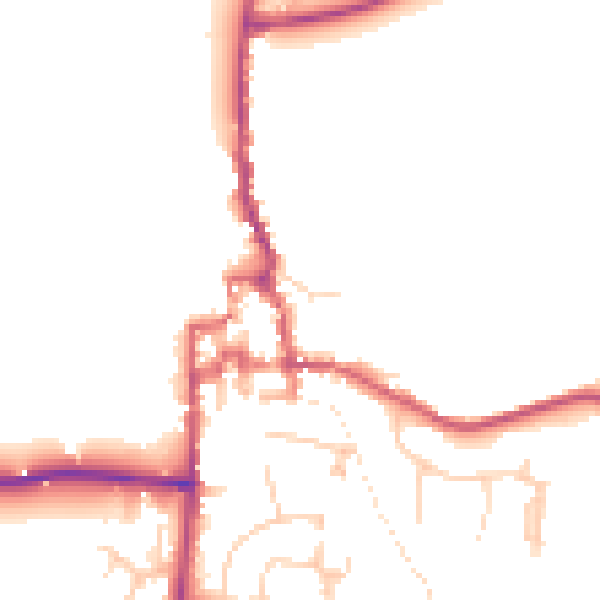 Daytime road noise heatmap for GU28 0DA