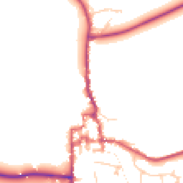 Daytime road noise heatmap for GU28 0DG