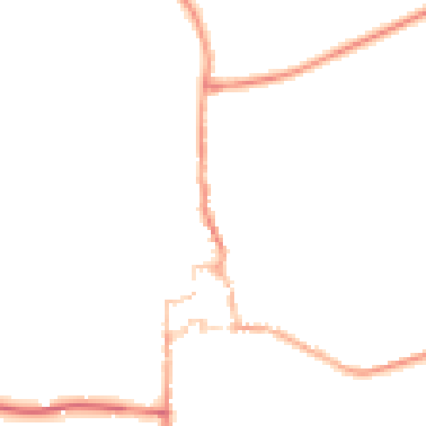 Night-time road noise heatmap for GU28 0DG