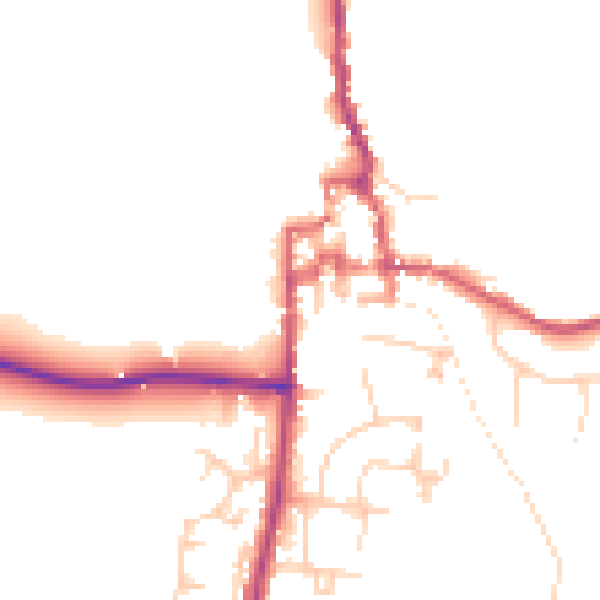 Daytime road noise heatmap for GU28 0DZ