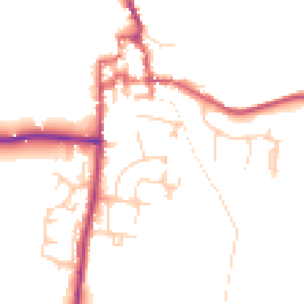Daytime road noise heatmap for GU28 0EJ