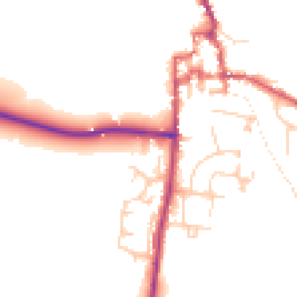 Daytime road noise heatmap for GU28 0EU
