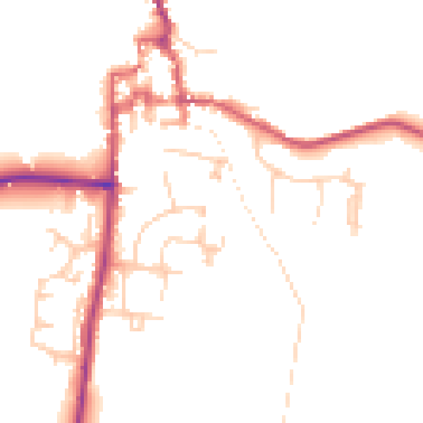 Daytime road noise heatmap for GU28 0SG