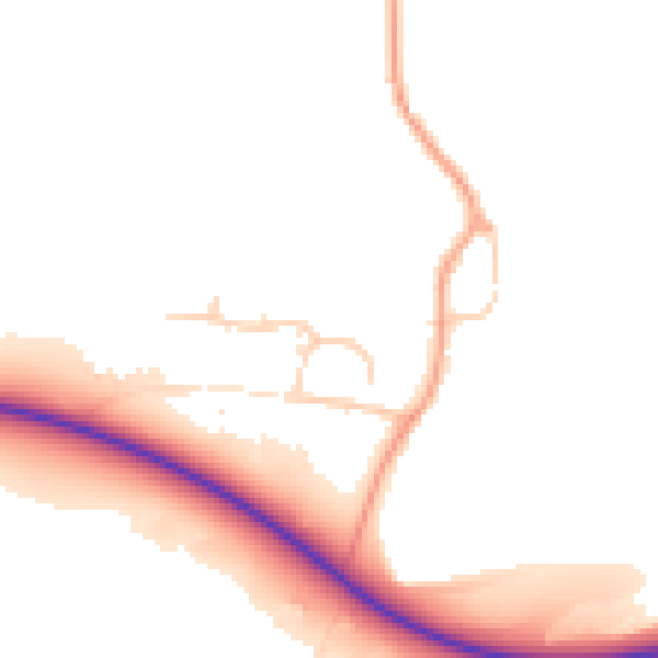 Daytime road noise heatmap for GU29 0NU