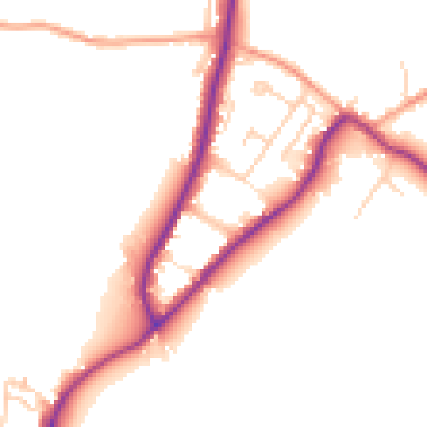 Daytime road noise heatmap for GU29 9BA