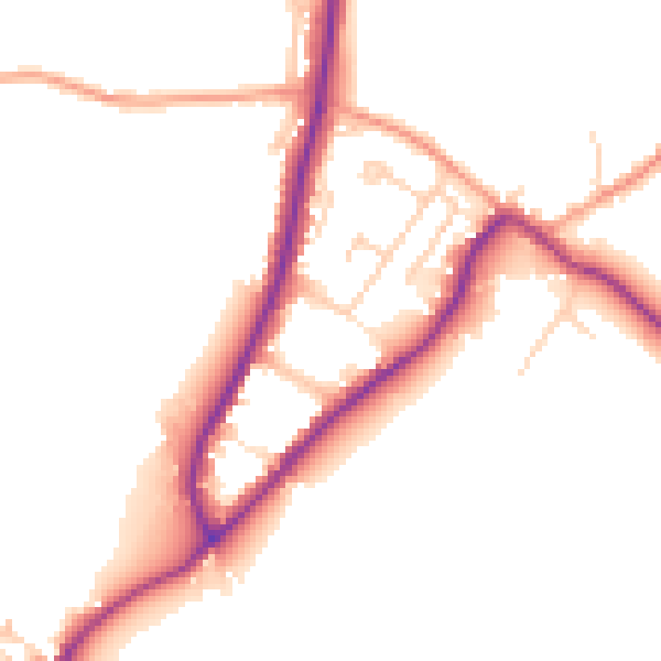 Daytime road noise heatmap for GU29 9BG