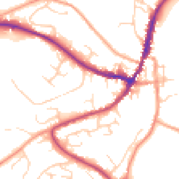 Daytime road noise heatmap for GU29 9FG