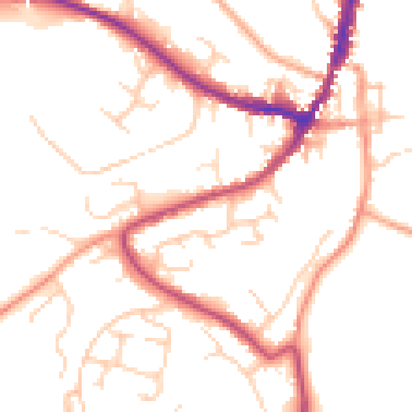 Daytime road noise heatmap for GU29 9HQ