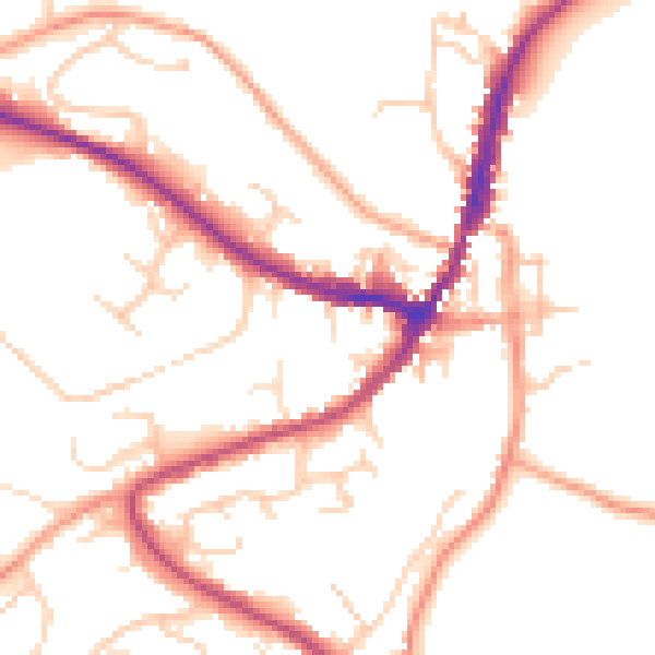 Daytime road noise heatmap for GU29 9JW