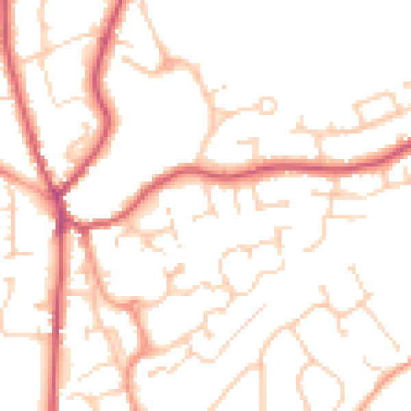 Daytime road noise heatmap for GU30 7BL