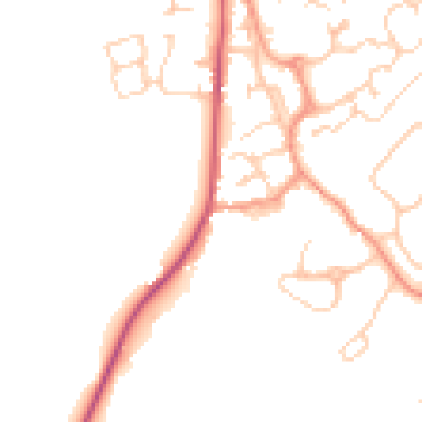Daytime road noise heatmap for GU30 7EX
