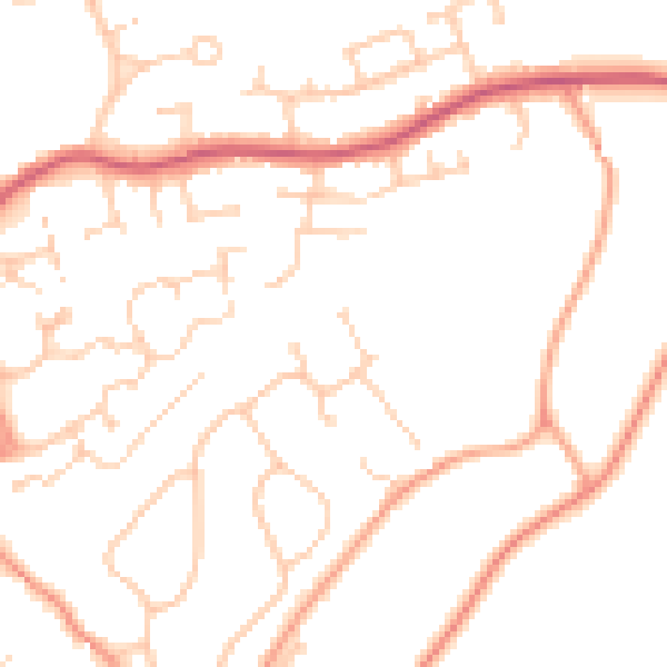 Daytime road noise heatmap for GU30 7HZ
