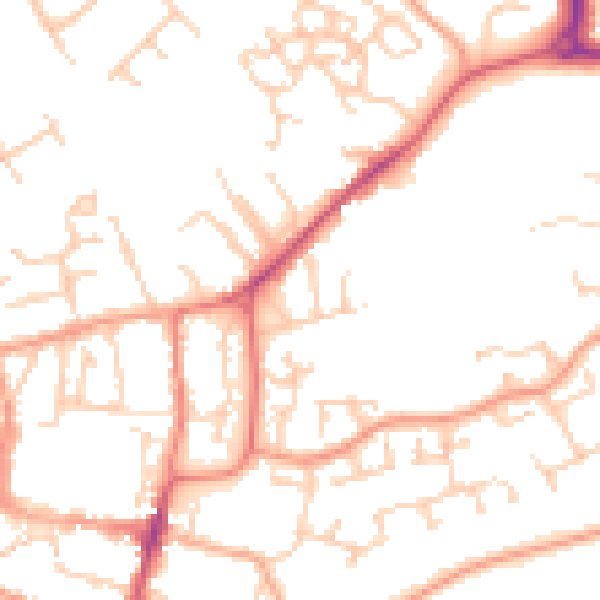 Daytime road noise heatmap for GU31 4BF